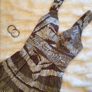 BCBG MAXAZRIA Brown Combo Dress, Size 4.